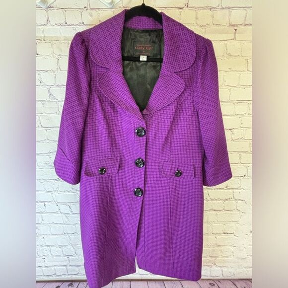 Mary Kay Purple Wool Blend Dark Academia Preppy Retro Tweed Jacket Size 10 - Picture 1 of 9